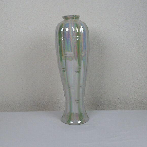 Iridescent Bamboo Motif 11.5" tall Centerpiece Vase Decorative Display Flower - Picture 4 of 8